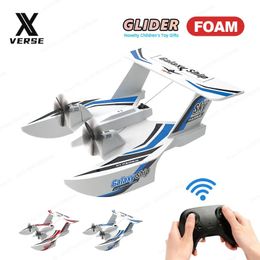 24G RC Plane Radio Remote Control Airplane Toys for Kids Blue Red EPP Foam Glider Gliding In water and Sky 240119