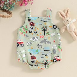 Rompers Western Baby Boy Girl Clothes Farm Animal Print 0 3 6 9 12 Months Overalls Born Summer Outfit