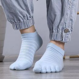 Men's Socks Short Elastic Soft Cotton Striped Ankle For Women Boat Female Hosiery Five Finger Toe