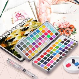 Portable 100 Colour Solid Pigment Watercolour Manicure Nail Draw DIY Painting Kit Glitter Watercolour Paint Decor Nail Pigment 240202