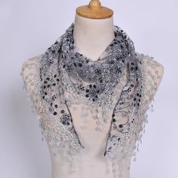 Scarves Lace Scarf For Women Fashion Tassel Triangle Shawls Wraps Elegant Hollow Out Ladies Sheer Floral Cape Female