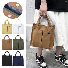 Dinnerware Spring And Summer Canvas Solid Colour Stitching Handbag Student Lunch Box Bag Bento Multi Pocket Practical