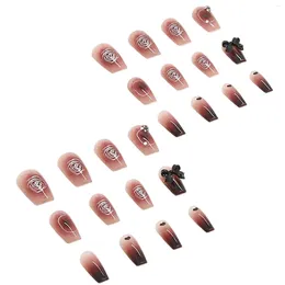 False Nails Wine Red Translucent Fake Full Cover Long Acrylic Nail Tips For Dating Party Shopping