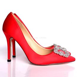 337 High Pumps Rhinestone Silk Upper 6cm 8cm or 10cm Stiletto Heels Women Wedding Party Shoes 240125 ss