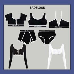 Badflood Women's T-Shirt 24ss designer Badflood niche spicy girl t-shirt short suspender vest fitness sports dance top underwear bra womens trend