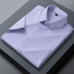 Men's Dress Shirts Seamless High-elastic Business Slim Casual Formal Wear Fashion Classic Social Comfortable Breathable Short-sleeved Shirt