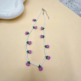 Pendant Necklaces Beaded Bracelet Flowers Originality Hand Knitting Bohemia Adjustable Tide Simple Geometry Rice Bead
