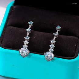 Dangle Earrings QINHUAN D Color Moissanite With Certificate Drop S925 Sterling Silver Platinum Plated For Women Fine Jewelry Flash