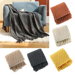 Blankets 066B Nordic Summer Air Condition Blanket Knitted Plaid Soild Colour Sofa Throw With Tassels Travel Nap