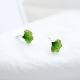 Stud Earrings Pure 925 Sterling Silver Ginkgo Leaf For Women Gift Pendientes Mujer Engagement Jewellery Brincos Eh201