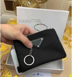 2024 new Luxury Designer key chain Nylon Canvas pouch Men Women Mini Wallets Keychains Black Zip pocket purse Lover Keychains Card holders Keyring Fashion Accessori