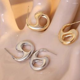 Stud Earrings 925 Silver Hollow Number Six For Fashion Women Fine Jewelry Minimalist Accessories
