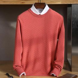 Men's Sweaters Pure Cardigan Round Neck Small Plaid Jacquard Knitting Autumn And Winter Business Casual Large Loose Long-Sleeved Coat