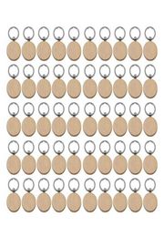 Keychains 50Pcs Blank Round Wooden Key Chain Diy Wood s Can Engrave Gifts2951628