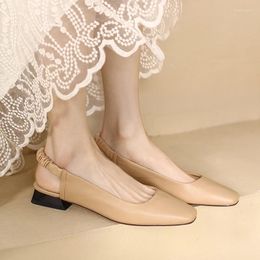Sandals Oversized French Cover Style Square Toe Womens Chunky Heel Elastic Band Foot Elegant Simple Spring Shoes