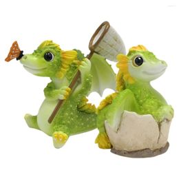 Garden Decorations 2 Pcs Baby Dragon Statue Housewarming Gift Resin Decor Dragon-shape Figurine Desktop The Office Simulation Sculpture