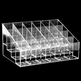 24 Grid Acrylic Makeup Organizer Storage Box Lipstick Nail Polish Display Stand Holder Cosmetic 240125