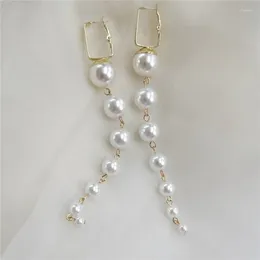 Dangle Earrings 2024 Korean Manual Beaded Big Small Simulated Pearl Grape Shape Long Drop For Women Fashion Ear Accessories