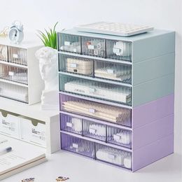 Drawer Type Desktop Storage Box Plastic Stationery Cosmetic Organiser Free Combination Multilayer Stackable Jewellery 240125