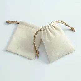 Jewellery Pouches 5 Cotton Burlap Packaging Organiser Wedding Christmas Party Candy Bag Present Mariage Jute Drawstring Gift