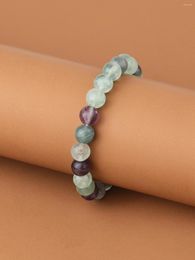 Strand YUOKIAA Vintage Classic 8mm Natural Colored Fluorite Beaded Bracelet Meditation Yoga Healing Men's And Women's Jewelry