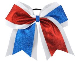 Girl Ponytail Holder Glitter Hair Rope Rubber Band Patchwork Bows Cheer Ribbon Elastic Grosgrain Cheerleading Tie8470167