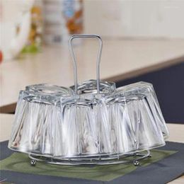 Kitchen Storage 1pc Silver Six Cup Holder Water Rack Drainage Drying Manager Household Supplies
