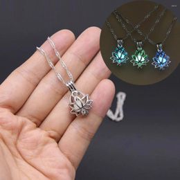 Pendant Necklaces Fashion Luminous Beads Yoga Lotus Necklace Color Hollow Creative Female Prayer Buddhist Jewelry