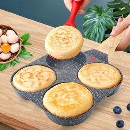 Pans 4 Hole Frying Pan Cookware Steak Saucepan Non-Stick Omelet Electric Ceramic Stove