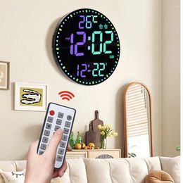 Wall Clocks 29.5cm RGB Digital Clock With Remote Control Automatic Light Sensing Brightness Adjustable Alarm Home Decoration