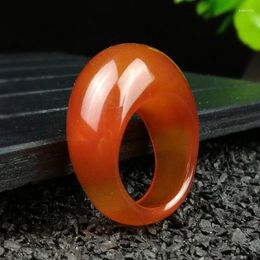 Cluster Rings Chinese Natural Green Chalcedony Hand Carved Ring Fashion Trendy Jewelry Simple Female Agate Manufacturers Wholesale