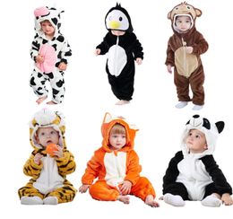 2021 Baby Boys Girs Jumpsuit Diasaur Flannel Onesie Infant Bebe Romper Boys Clothes Toddler Cute Animal Costumes Drop 1035448500