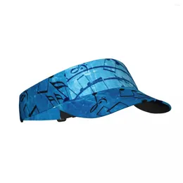 Berets Summer Air Sun Hat Music Blue Background Visor UV Protection Sports Tennis Golf Running Sunscreen Cap
