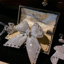 Necklace Earrings Set Women's Fashion Vintage 18-karat Gold-plated Sugar Cube Bow Zircon Brooch Retail Wholesale And Customised