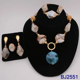 Italian 18K Gold Plated Jewelry Set Luxury Women Necklaces Earrings Ring Bracelet Dubai Wedding Party Accessories 240125