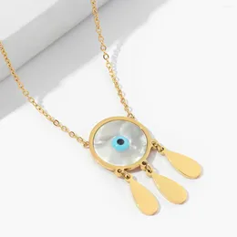 Pendant Necklaces Fancy Stainless Steel Water Drop Tassels Eye Dream Catcher Choker Neck Chains For Fashion Women Men Jewellery