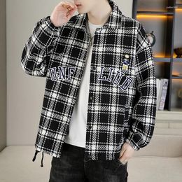 Men's Jackets Casual Checker 2024 Spring Autumn Single Breasted Plaid Coats Hip Hop Streetwear Windproof Top Shirts Clothing