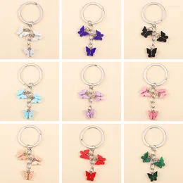 Keychains Cute Keychain Multiple Colours Acrylic Butterfly Keyrings For Women Girls Handbag Decoration Car Key Chain DIY Jewellery Gifts