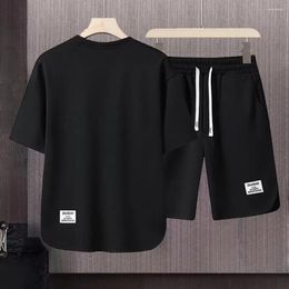 Gym Clothing Sportswear T-shirt Shorts Set Men Sets Streetwear 2024 Summer Short Sleeve Shirt & With Belt 2PCS Korean Men's Suits 5XL