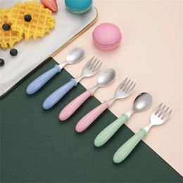 Dinnerware Sets Baby Tableware Set Of Three Easy To Clean Lovely Non-slip Odourless Accessories Feeding Spoon Fork Cartoon Pattern