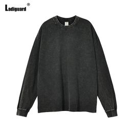 Mens Casual Retro T-shirts European Fashion Basic Tops Men Long Sleeves Pullovers Round Neck Shirt Clothing Plus Size S-5XL 240125