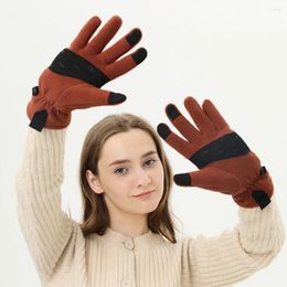 Cycling Gloves OhSunny Women Winter Warm Plush Full Finger Mittens Touch Screen Outdoor Windproof Lock Temperature Bicycle