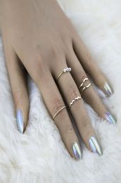 Zooying Bohemian Diamond Crown Dropshaped Retro Style Joint Rings Set3101610