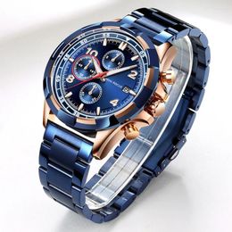 Wristwatches MINIFOCUS Men's Wristwatch Quartz Watch Men Waterproof Stainless Steel Sport Watches Wrist Montre Homme Male Clock