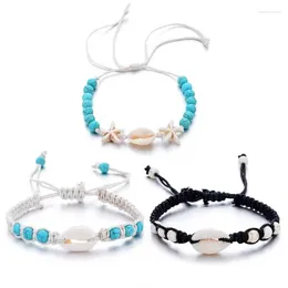 Link Bracelets Bohemian Natural Stone Hand-woven Charm For Women Men Sandy Beach Handmade String Rope Chains Bangle DIY Jewelry
