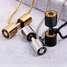 Pendant Necklaces CHUANGCHENG European Tyle Fahion Dumbbell Fitne Men' Necklace Tainle Teel Barbel Chains