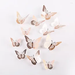 Party Supplies 12Pcs Butterfly Cake Topper Wedding Birthday Decoration Rose Gold Silver 3D Hollow Butterflies Cupcake Toppers Favours