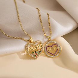 Pendant Necklaces Mafisar Hollow Out Design Gold Plated Zircon Love Heart MAMA Fashion Delicate Women Mother's Day Jewellery Gifts