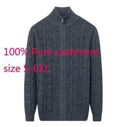 Arrival Thickened 100%Pure Cashmere Cardigan Men Oversized Winter Turtleneck Casual Computer Knitted Sweater plus size S-6XL240127