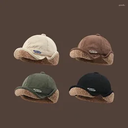 Berets Fluffy Plush Bucket Hats Warm Lamb Wool Thickened Duckbill Bomber Women Men Autumn Winter Outdoor Cycling Flying Caps